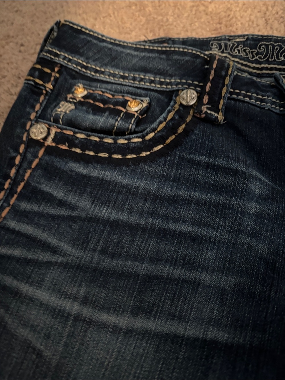Miss Me Dark Indigo Bootcut Jeans with Embroidered Pocket - Picture 9 of 11